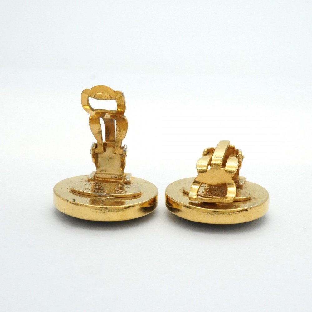 Chanel Coco Mark Circle Earrings, GP Plated Gold and Black, Women's - Picture 4 of 7